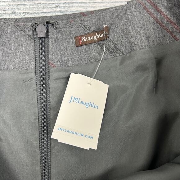 NWT J. McLaughlin Equine Horsebit Belted Skirt Womens 14 Grey Wool Cashmere - Picture 7 of 8